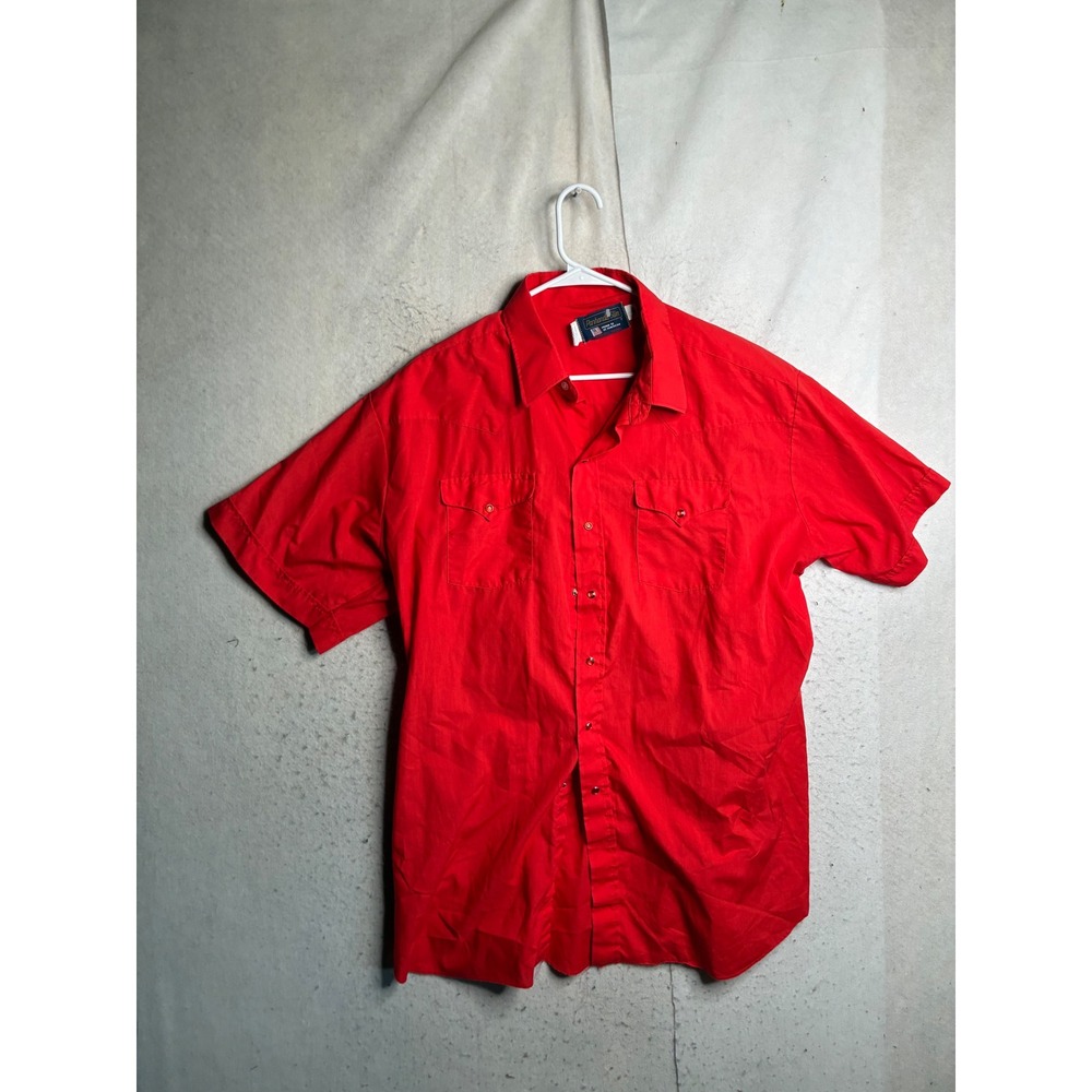 Panhandle Slim Mens Red Western Short Sleeve Button Down Shirt 18.5 DS3663